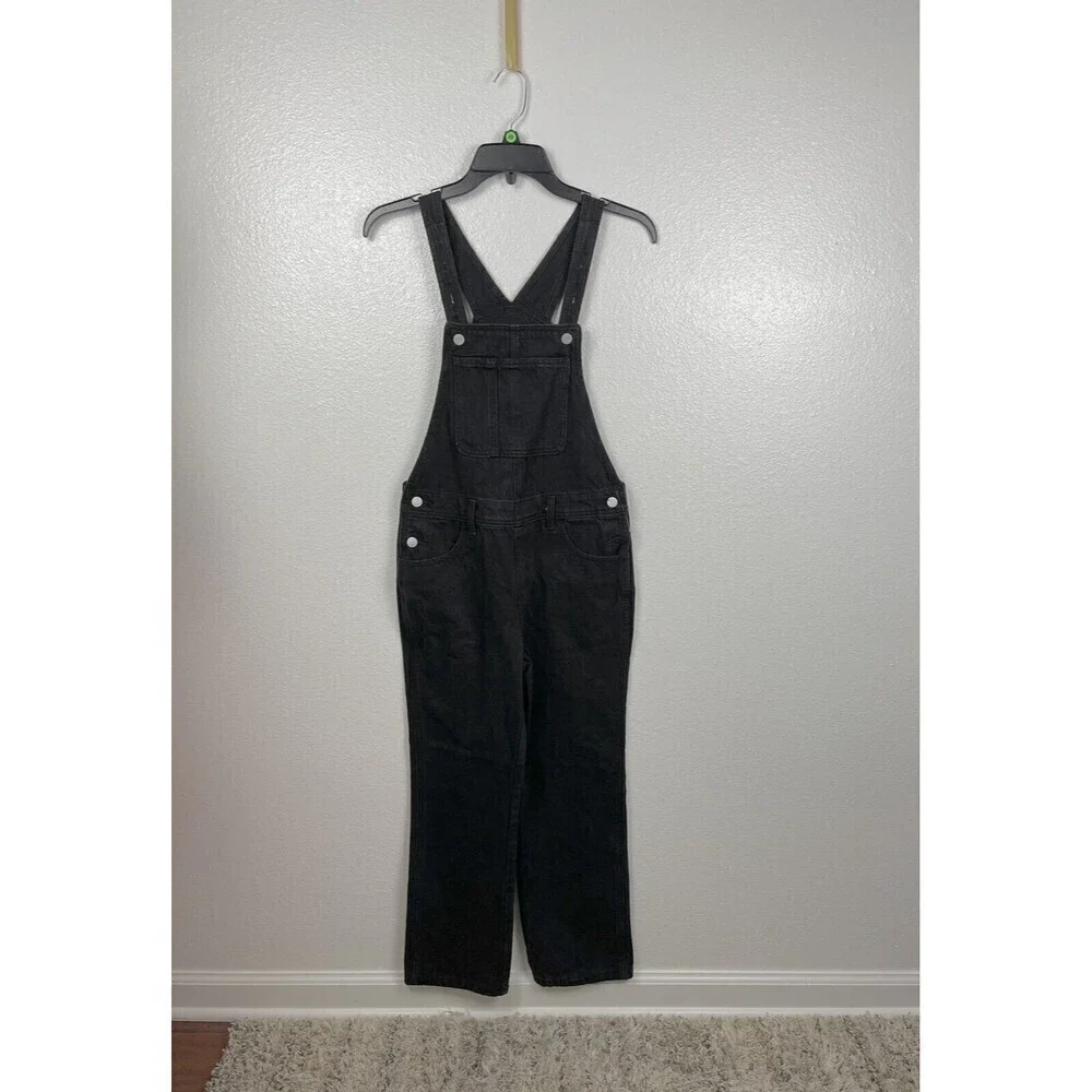 OLD NAVY Kid's Overalls Denim Black Cotton Unisex Boy's Girl's Large 10/12